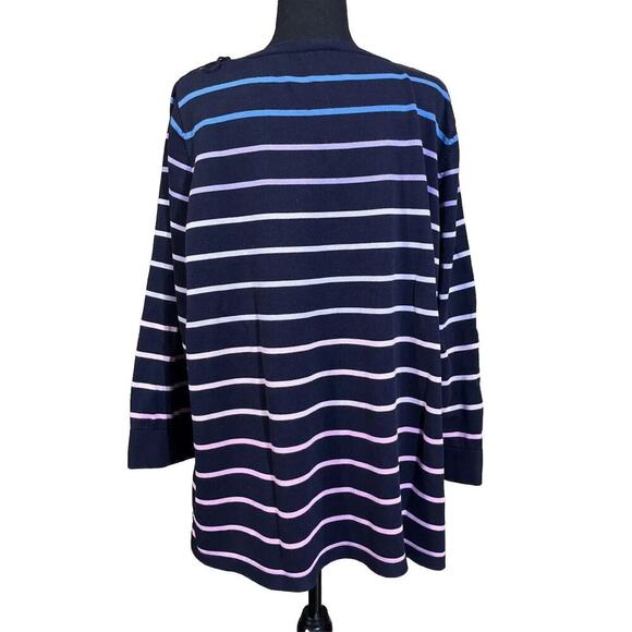 Talbots Navy Blue Striped Knit Sweater Plus Size 3X Casual Career Classic. - Picture 3 of 12